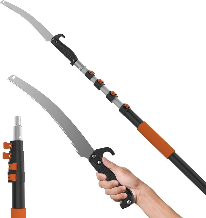 AgiiMan 26FT Reach Pole Saws for Tree Trimming, Pole Saw with 5-20FT Telescoping Extension Pole, Pruning Saw with 19" 3X Detachable Saw, Non-Slip Handle, Tree Trimmer for Garden Palms Shrubs - Image 1